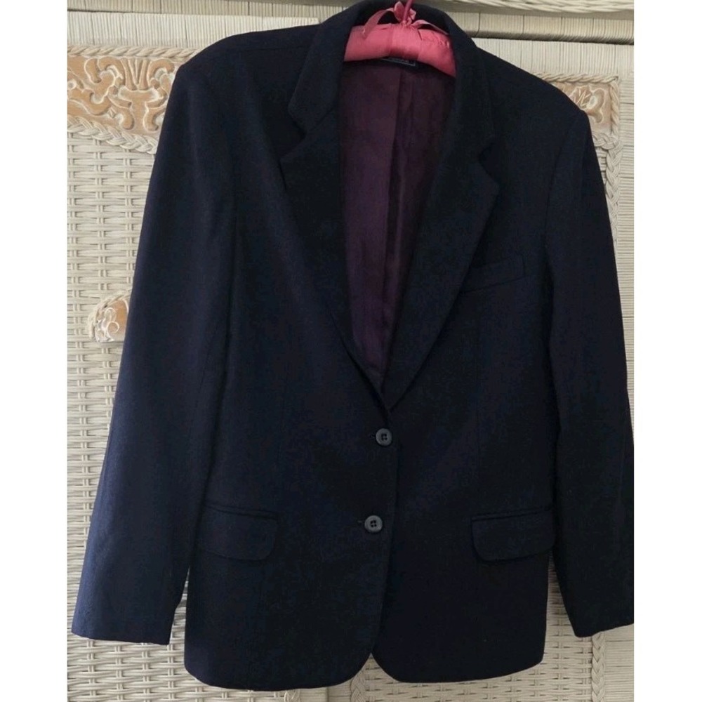Haberdashery By Personal Blue Womens Blazer Size 14 Vintage Boxy 90s Retro Wool